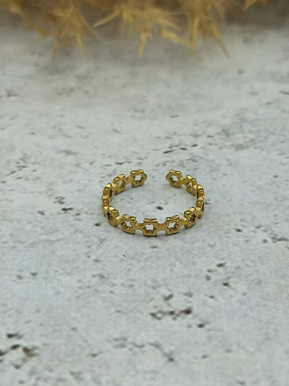 Ατσάλινο χρυσό δαχτυλίδι με τετράγωνα